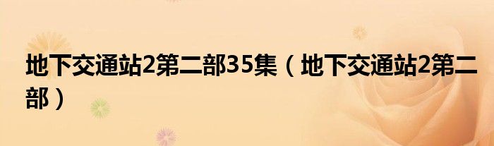 地下交通站2第二部35集（地下交通站2第二部）