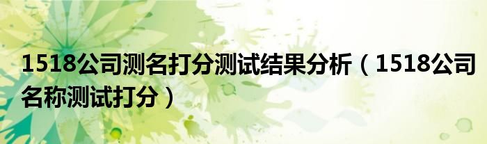 1518公司测名打分测试结果分析（1518公司名称测试打分）
