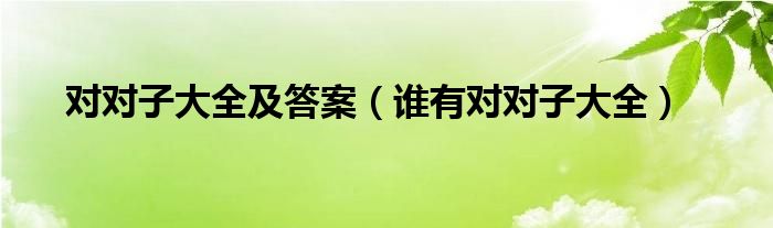 对对子大全及答案（谁有对对子大全）