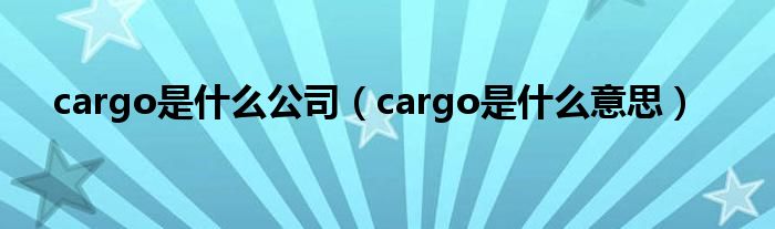 cargo是什么公司（cargo是什么意思）