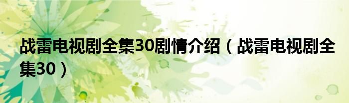 战雷电视剧全集30剧情介绍（战雷电视剧全集30）