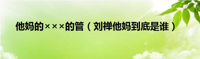 他妈的×××的管（刘禅他妈到底是谁）