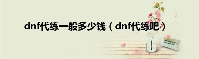 dnf代练一般多少钱（dnf代练吧）