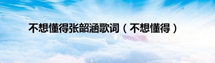 不想懂得张韶涵歌词（不想懂得）