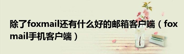 除了foxmail还有什么好的邮箱客户端（foxmail手机客户端）