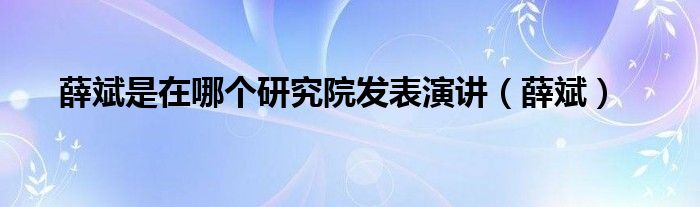 薛斌是在哪个研究院发表演讲（薛斌）