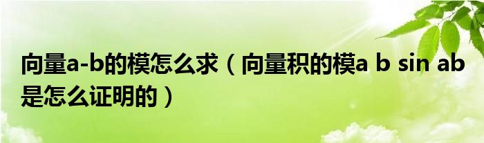 向量a-b的模怎么求（向量积的模a b sin ab 是怎么证明的）