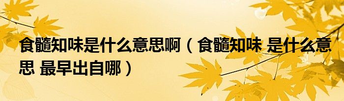 食髓知味是什么意思啊（食髓知味 是什么意思 最早出自哪）