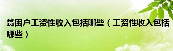 贫困户工资性收入包括哪些（工资性收入包括哪些）