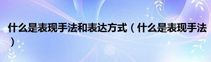 什么是表现手法和表达方式（什么是表现手法）