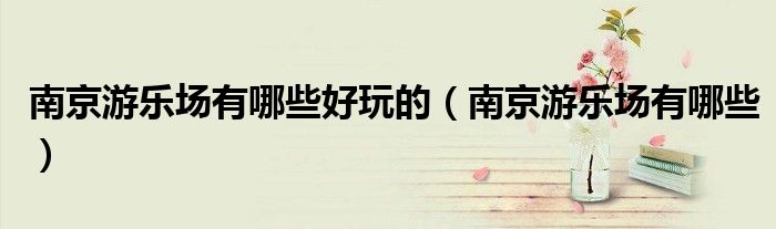 南京游乐场有哪些好玩的（南京游乐场有哪些）