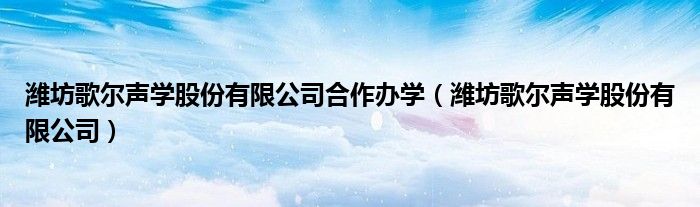 潍坊歌尔声学股份有限公司合作办学（潍坊歌尔声学股份有限公司）