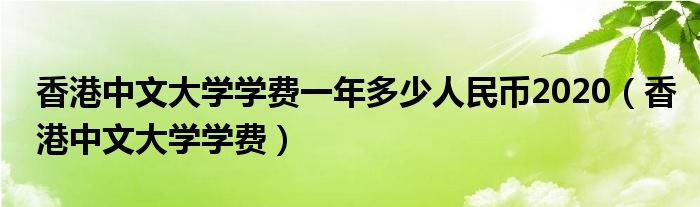 香港中文大学学费一年多少人民币2020（香港中文大学学费）