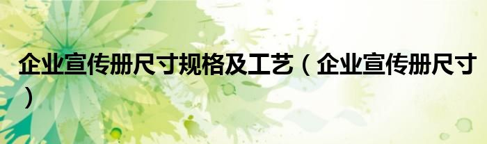 企业宣传册尺寸规格及工艺（企业宣传册尺寸）