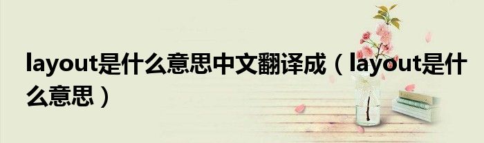layout是什么意思中文翻译成（layout是什么意思）