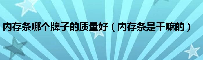 内存条哪个牌子的质量好（内存条是干嘛的）