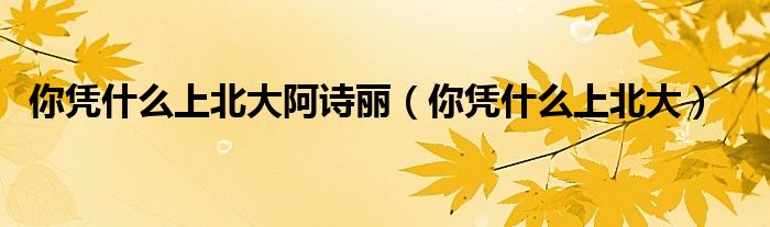 你凭什么上北大阿诗丽（你凭什么上北大）