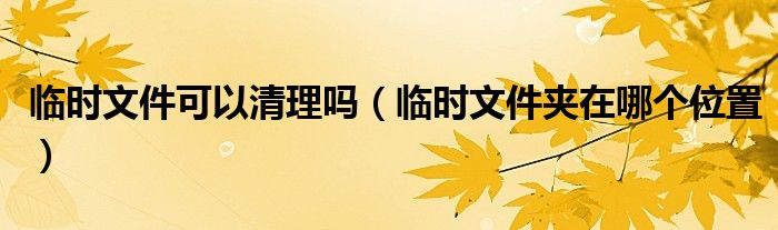 临时文件可以清理吗（临时文件夹在哪个位置）