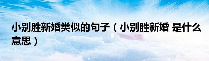小别胜新婚类似的句子（小别胜新婚 是什么意思）