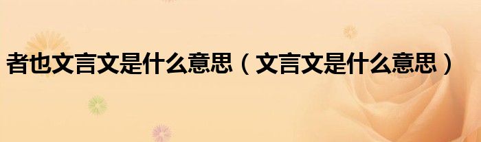 者也文言文是什么意思（文言文是什么意思）