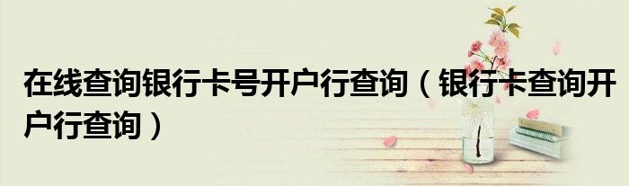 在线查询银行卡号开户行查询（银行卡查询开户行查询）