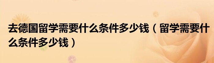 去德国留学需要什么条件多少钱（留学需要什么条件多少钱）