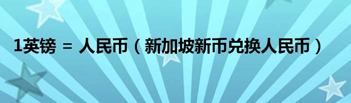 1英镑 = 人民币（新加坡新币兑换人民币）
