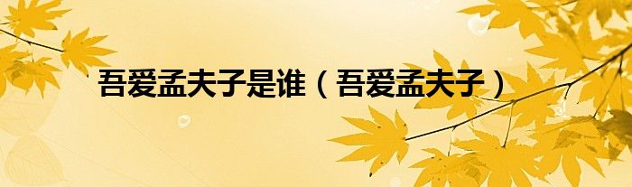 吾爱孟夫子是谁（吾爱孟夫子）