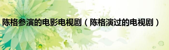 陈格参演的电影电视剧（陈格演过的电视剧）