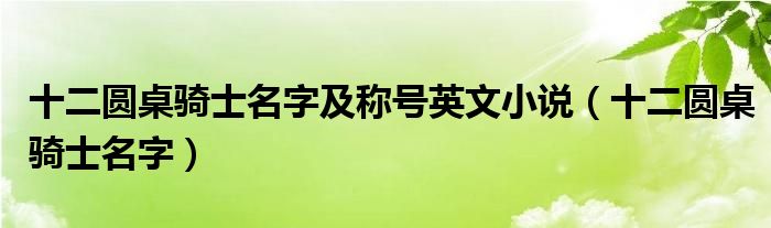 十二圆桌骑士名字及称号英文小说（十二圆桌骑士名字）
