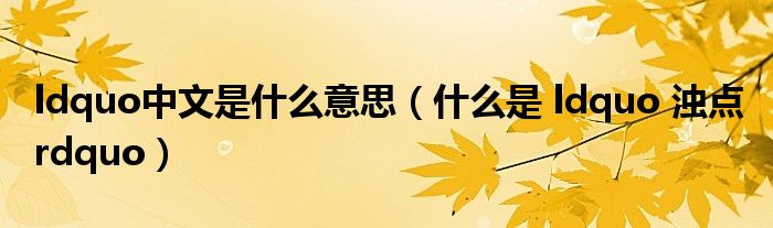 ldquo中文是什么意思（什么是 ldquo 浊点 rdquo）