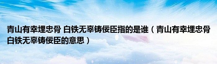 青山有幸埋忠骨 白铁无辜铸佞臣指的是谁（青山有幸埋忠骨白铁无辜铸佞臣的意思）