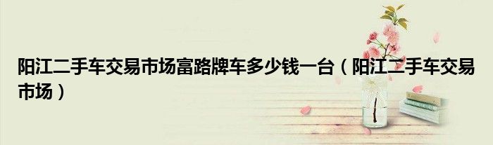 阳江二手车交易市场富路牌车多少钱一台（阳江二手车交易市场）