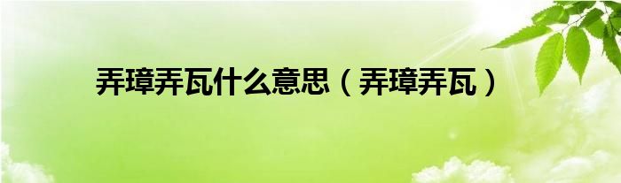 弄璋弄瓦什么意思（弄璋弄瓦）