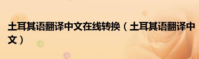 土耳其语翻译中文在线转换（土耳其语翻译中文）
