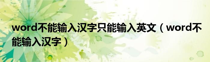 word不能输入汉字只能输入英文（word不能输入汉字）