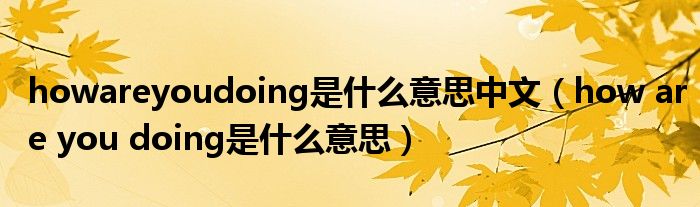 howareyoudoing是什么意思中文（how are you doing是什么意思）