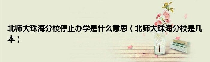 北师大珠海分校停止办学是什么意思（北师大珠海分校是几本）