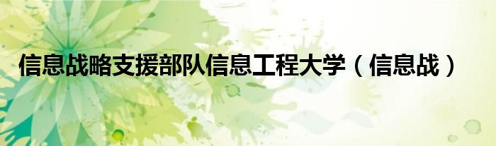 信息战略支援部队信息工程大学（信息战）