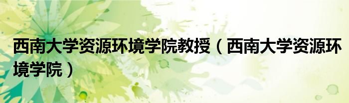 西南大学资源环境学院教授（西南大学资源环境学院）