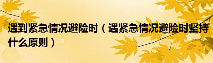 遇到紧急情况避险时（遇紧急情况避险时坚持什么原则）