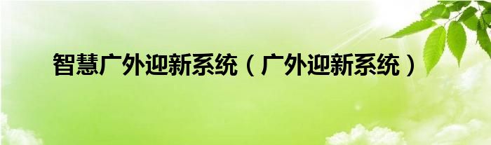 智慧广外迎新系统（广外迎新系统）