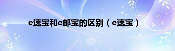 e速宝和e邮宝的区别（e速宝）