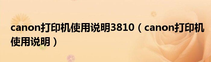 canon打印机使用说明3810（canon打印机使用说明）