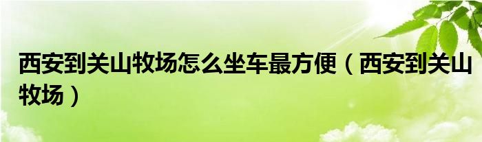 西安到关山牧场怎么坐车最方便（西安到关山牧场）