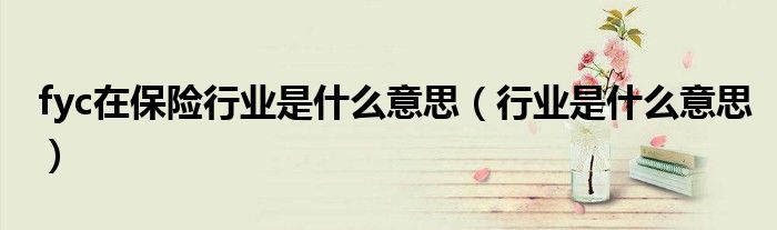 fyc在保险行业是什么意思（行业是什么意思）