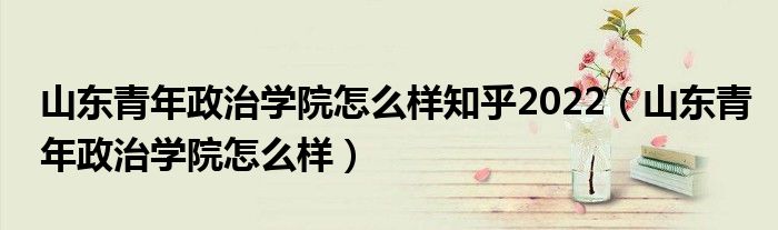山东青年政治学院怎么样知乎2022（山东青年政治学院怎么样）