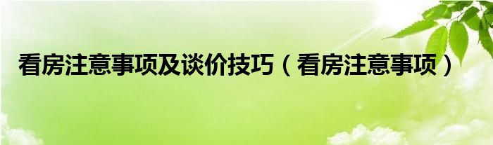 看房注意事项及谈价技巧（看房注意事项）