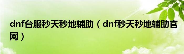 dnf台服秒天秒地辅助（dnf秒天秒地辅助官网）