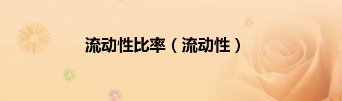 流动性比率（流动性）